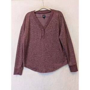 GAP‎ Women's Size M Burgundy Heather Henley V-Neck Pullover Sweatshirt